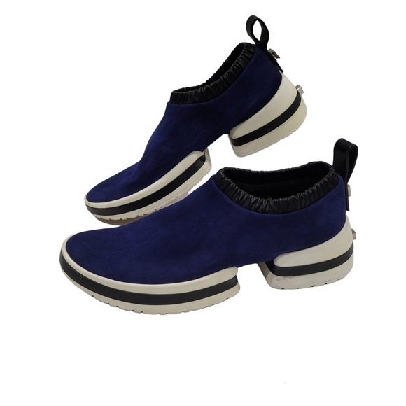Stuart Weitzman Blue Suede Sneakers Size 8 - Picture 1 of 13
